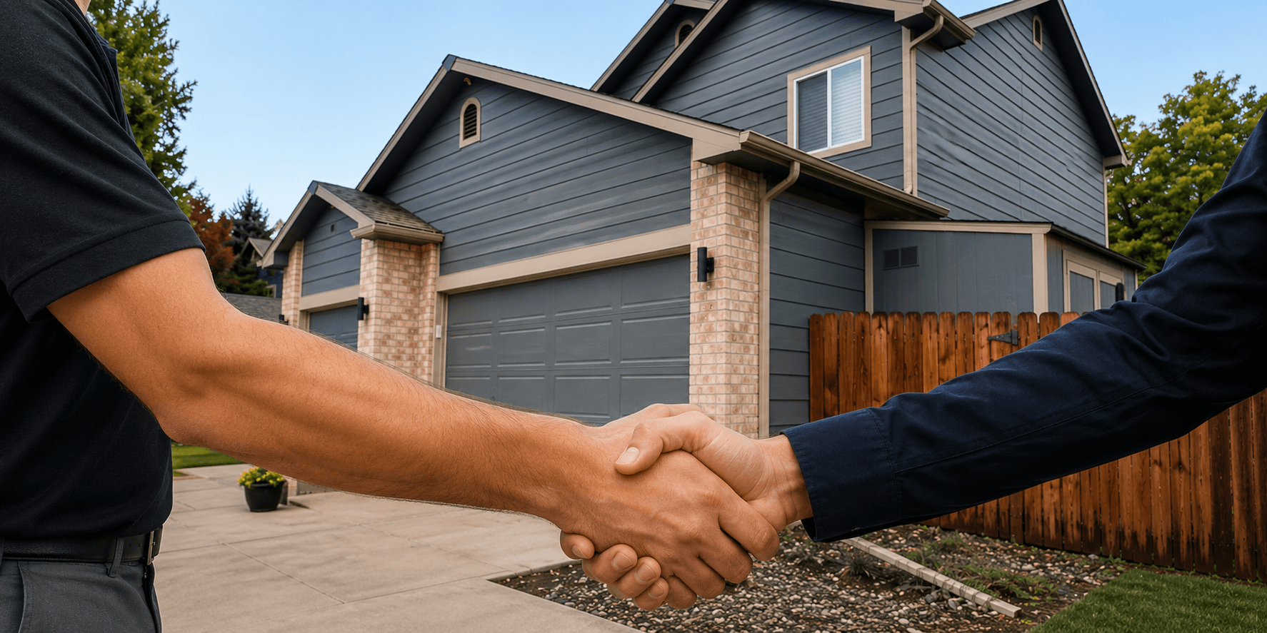 Homeowner shaking hands with installer